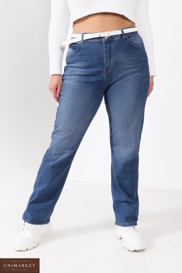 Купить по скидке синие джинсы прямого кроя (размер 46-60) для женщин