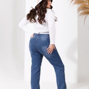 Придбати блакитного кольору жіночі джинси прямого крою (розмір 46-60) дешево