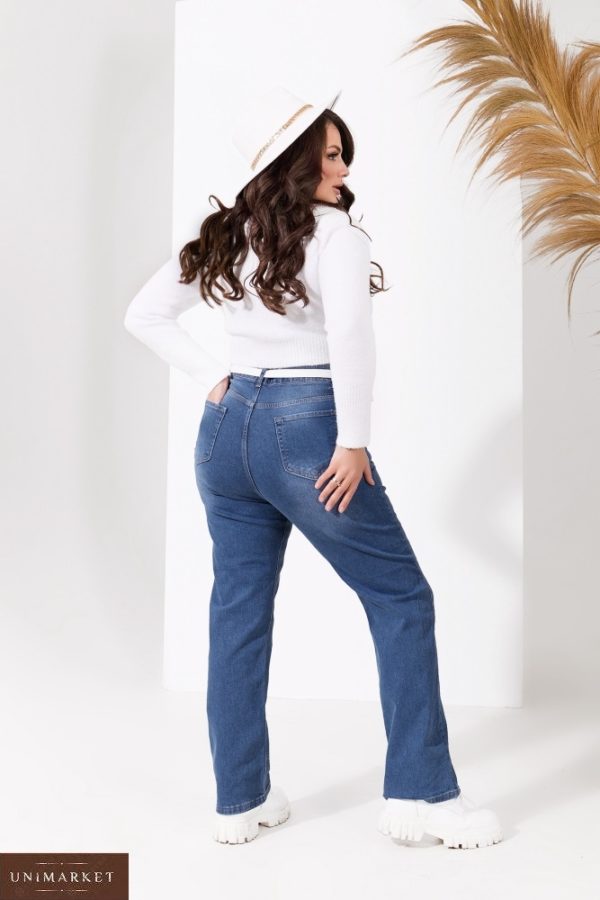 Приобрести голубого цвета женские джинсы прямого кроя (размер 46-60) дешево