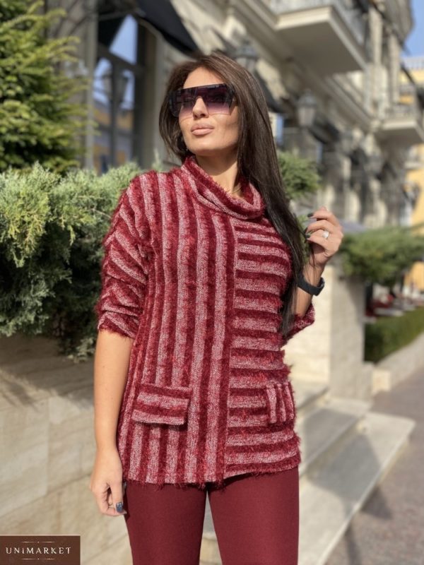 Замовити по знижці марсала костюм зі светром-травкою (розмір 50-56) для жінок