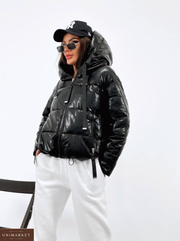 Купить выгодно женскую утепленную куртку zara из эко-кожи черного цвета