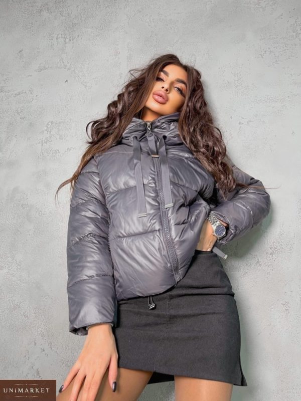 Замовити недорого сіру куртку zara на холлофайбері для жінок