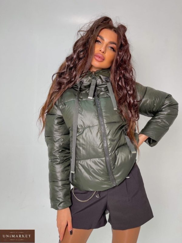 Купити онлайн хакі куртку zara на холлофайбері для жінок