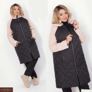 Купити бежеву, чорну куртку-пальто з рукавом реглан (розмір 48-64) для жінок онлайн