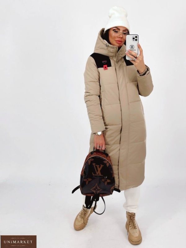 Купить по скидке бежевую длинную куртку fashion для женщин