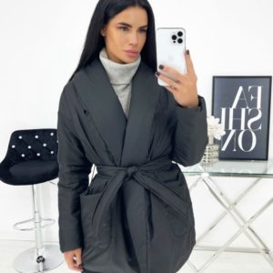 Купить женскую черную куртку на запах (размер 42-48) недорого