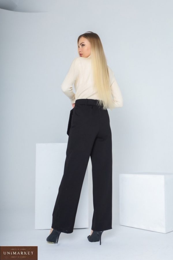 Замовити чорного кольору прямі штани палаццо для жінок онлайн