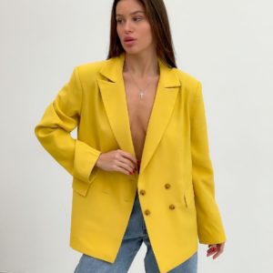 Заказать желтый, горчица пиджак прямого кроя (размер 42-48) для женщин в Украине