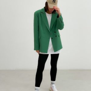 Замовити зелений жіночий піджак прямого крою (розмір 42-48) в інтернеті