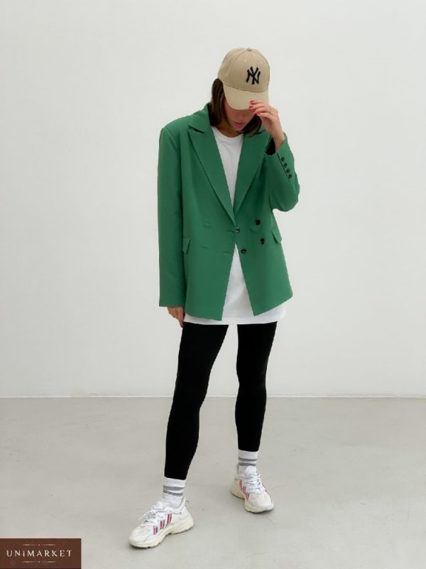 Заказать зеленый женский пиджак прямого кроя (размер 42-48) в интернете