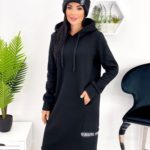 Купити чорна жіноча спортивна сукня з шапкою (розмір 42-52) в Україні