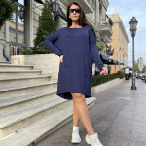 Замовити вигідно синю жіночу сукню-туніку оверсайз (розмір 50-56)