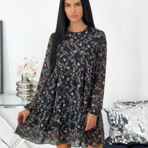 Купить черное женское шифоновое платье оверсайз (размер 42-48) по скидке