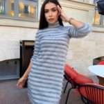 Купити сіра жіноча сукня з ангори трава в смужку (розмір 42-56) в інтернеті