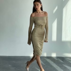 Заказать онлайн бежевое платье трансформер длины (размер 42-48) для женщин