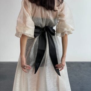 Купити чорно-білу жіночу сукню двійка з органзи (розмір 42-48) онлайн