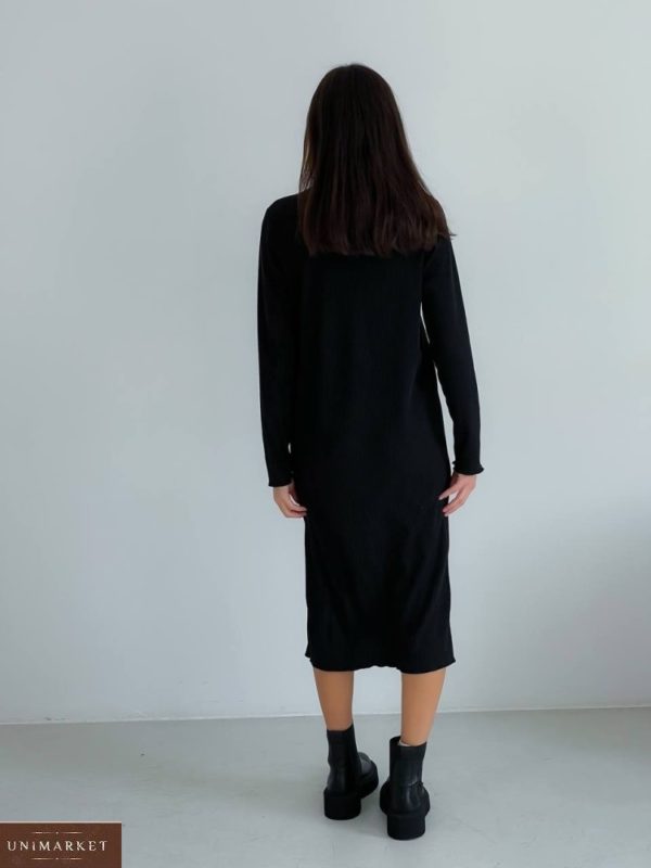 Замовити вигідно чорну осінню сукню з довгим рукавом (розмір 42-48) для жінок