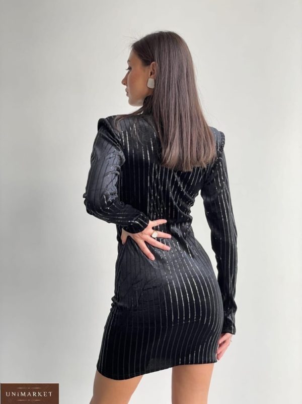 Заказать женское бархатное платье с пайетками (размер 42-48) черное на корпоратив
