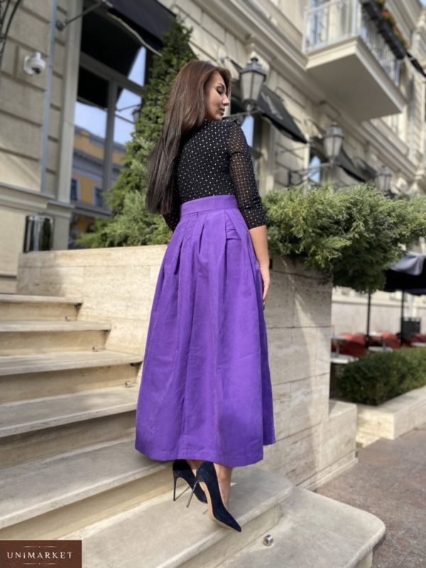 Заказать недорого фиолетовое плотное платье в пол (размер 50-56) для полных женщин