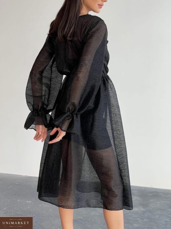 Купити чорну жіночу сукню двійка з органзи (розмір 42-48) в Україні