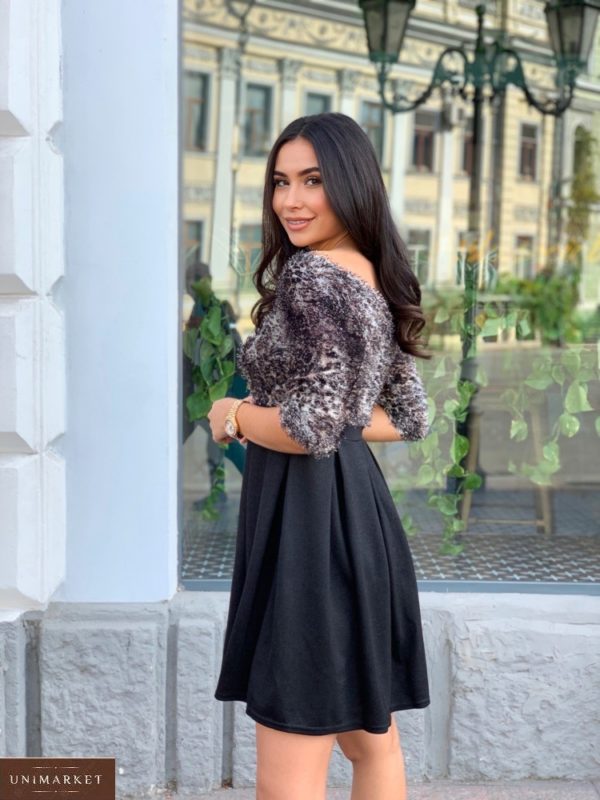 Купити чорну жіночу коктейльну сукню з травою (розмір 42-52) в Україні