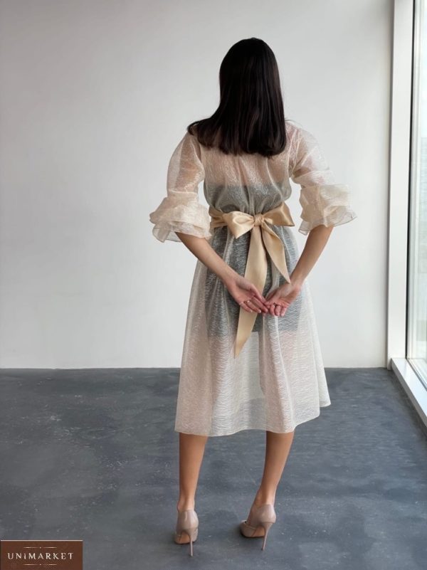 Купить черно-белое женское платье двойка из органзы (размер 42-48) недорого