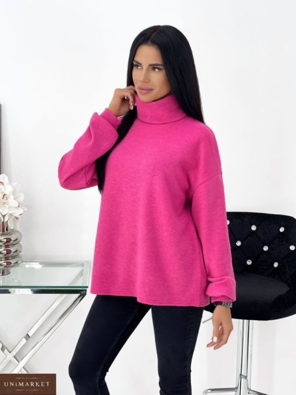 Замовити онлайн малиновий жіночий светр з коміром (розмір 42-48)