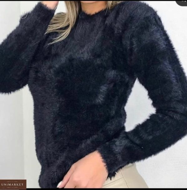 Приобрести черный свитер травка с круглым вырезом онлайн для женщин
