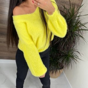 Замовити жовтий жіночий яскравий светр ангора в інтернеті