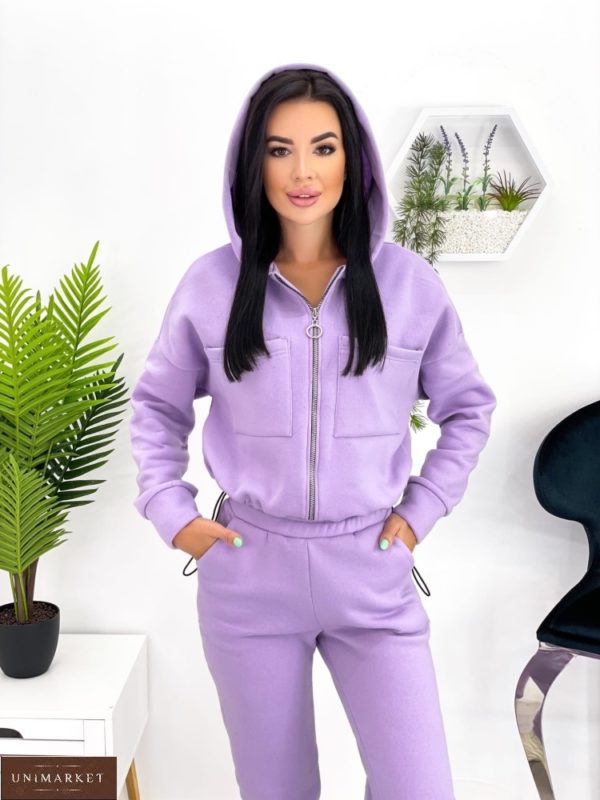 Купить онлайн лиловый спортивный костюм с карманами (размер 42-52) для женщин