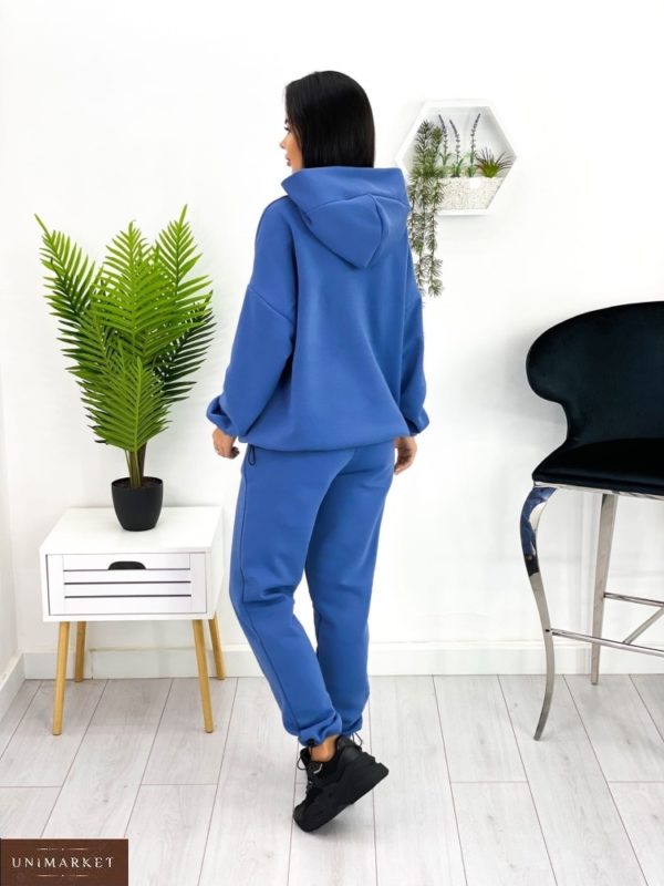 Купити на зиму жіночий спортивний костюм STLN (розмір 42-48) синього кольору