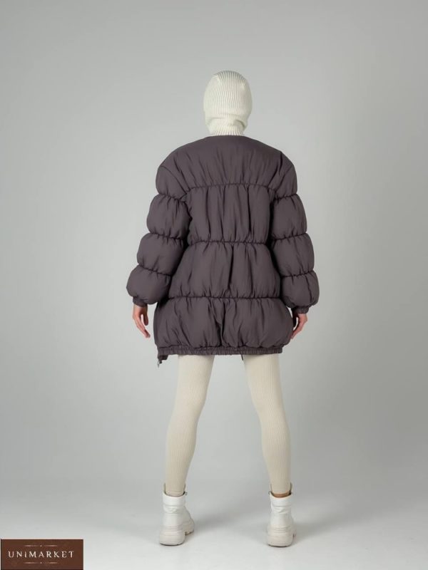 Приобрести серую женскую зимнюю куртку бомбер (размер 42-48) в интернете