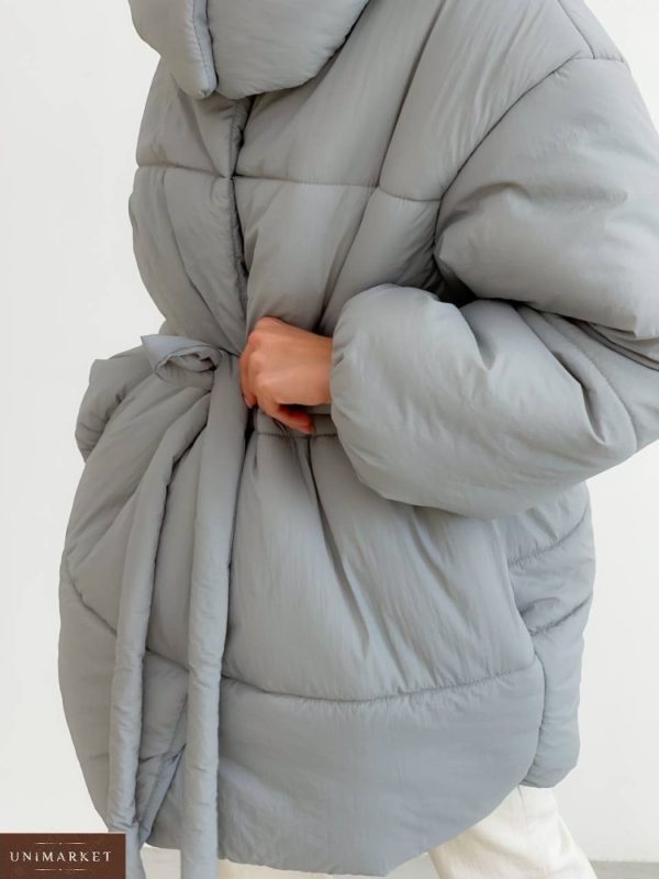 Придбати сіру жіночу непромокаючу куртку оверсайз (розмір 42-48) дешево