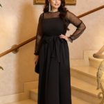 Купить в интернете черное платье в пол с сеткой (размер 42-56) для женщин