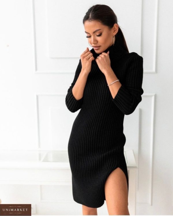 Купити чорну жіночу сукню з турецької ангори (розмір 42-52) онлайн