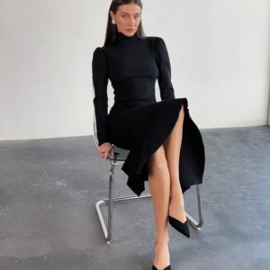 Купить в интернете черное элегантное платье миди (размер 42-48) для женщин