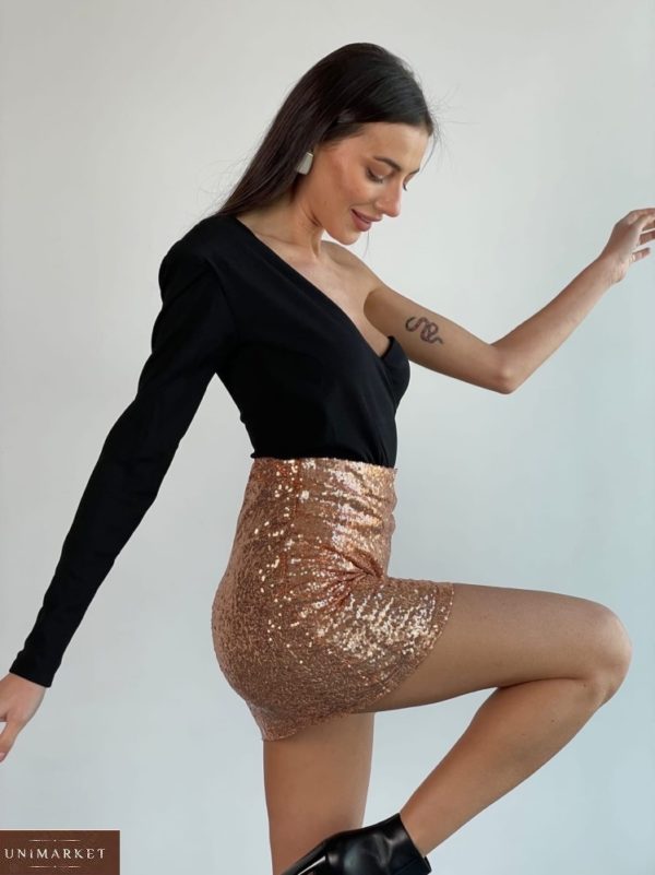 Купить золотую мини юбку с палетками (размер 42-48) на корпоратив для женщин