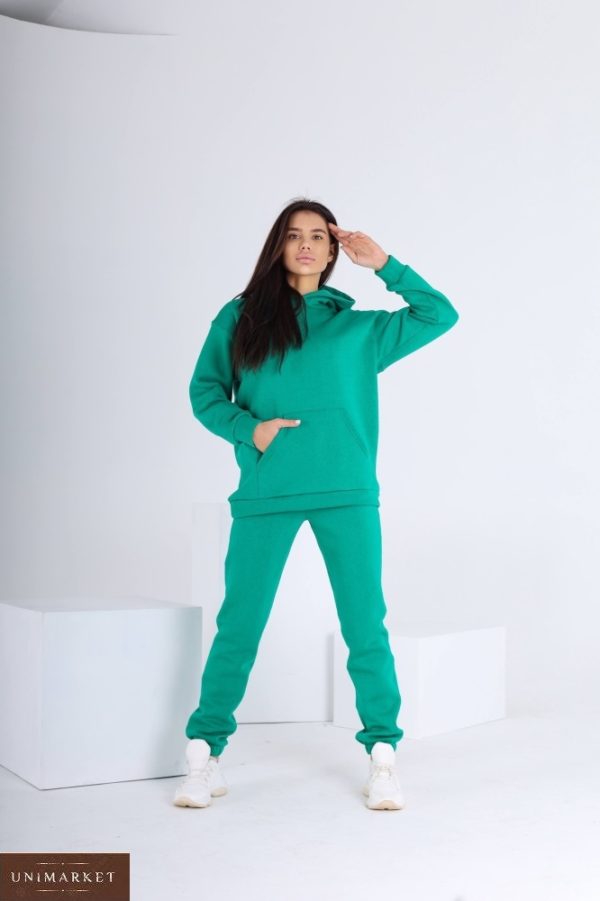Замовити зелений жіночий теплий костюм на зиму (розмір 42-48) онлайн