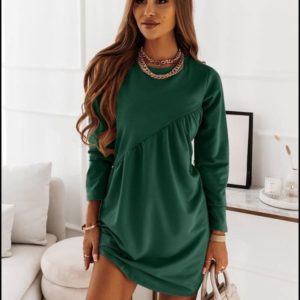 Замовити зелена жіноча вільна сукня з довгим рукавом (розмір 42-48) по знижці