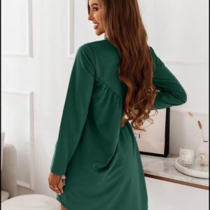 Купить выгодно зеленое свободное платье с длинным рукавом (размер 42-48) для женщин