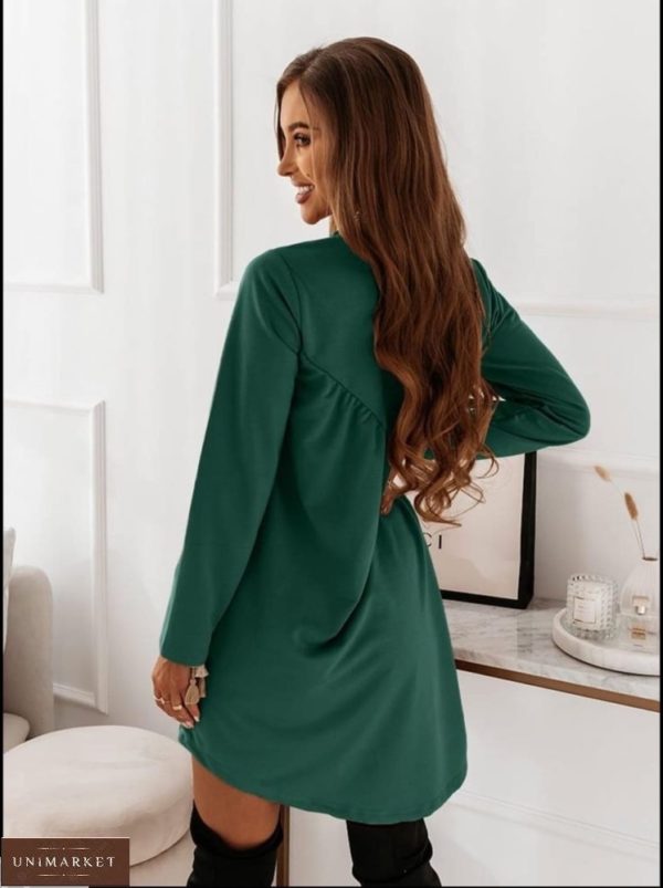 Купить выгодно зеленое свободное платье с длинным рукавом (размер 42-48) для женщин