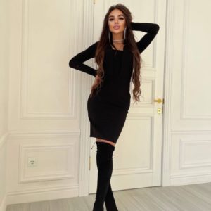 Купить выгодно черное платье с длинным рукавом для женщин
