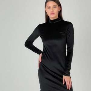 Купити на новий рік сукня гольф з велюру жіноча чорна