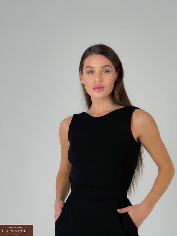 Купить по скидке черное трикотажное платье с утяжкой для женщин