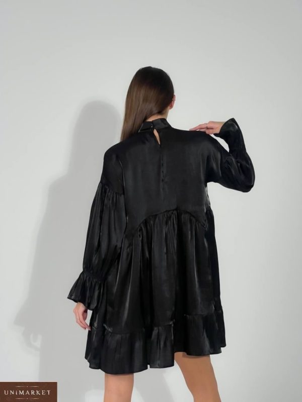 Приобрести в интернете черное платье оверсайз из шелковой органзы (размер 42-48) для женщин