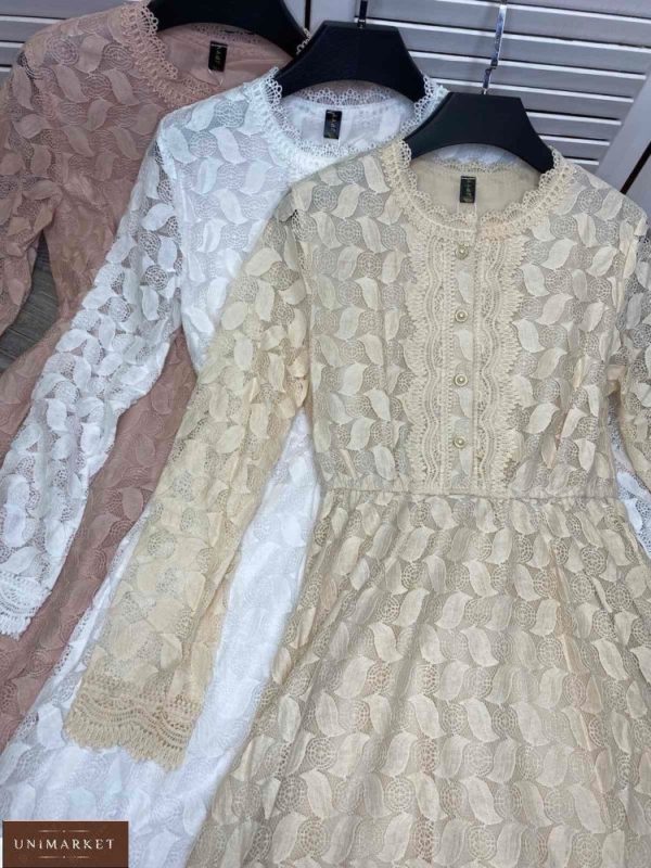 Замовити пудра мереживна сукня міді онлайн для жінок