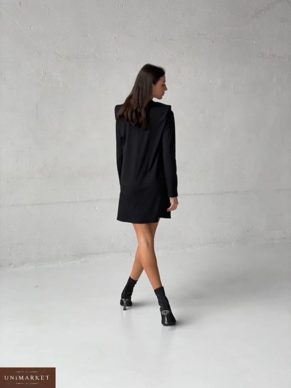 Купить онлайн черное трикотажное платье с плечиками (размер 42-52) женское