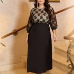 Купити в інтернеті чорну сукню з ажурним фатином (розмір 52-56) для жінок