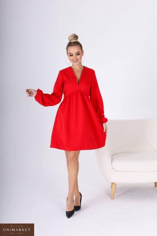 Купить красное женское коктейльное платье свободного кроя (размер 42-48) в интернете