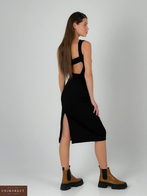 Приобрести женское трикотажное платье с утяжкой онлайн черного цвета